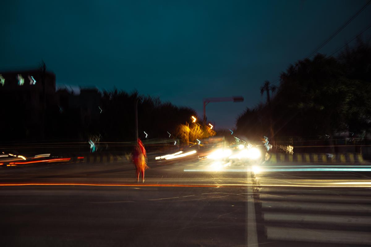 Image of Sky, Light, Night, Road, Mode of transport, Lighting etc.