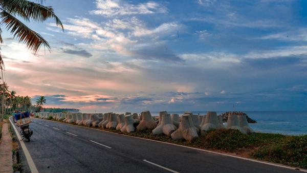 Image of Sky, Morning, Tree, Cloud, Road, Sea etc.
