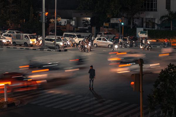 Image of Night, Road, Lane, Lighting, Traffic, Zebra crossing etc.