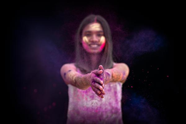 Image of Purple, Pink, Smile, Flash photography, Violet, Performing arts etc.