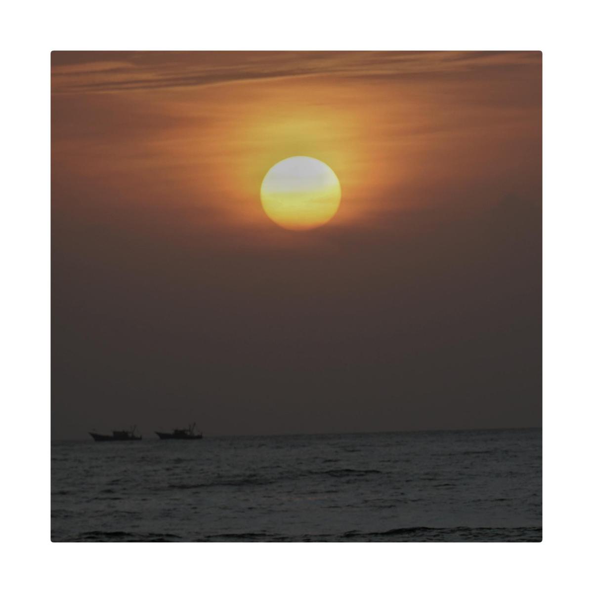 Image of Sky, Afterglow, Red sky at morning, Cloud, Natural landscape, Water etc.