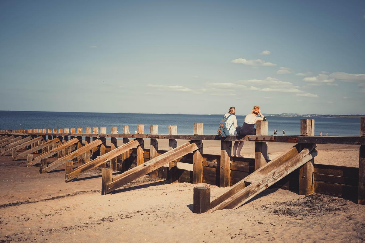 Image of Sky, Sea, Beach, Wood, Shore, Pier etc.