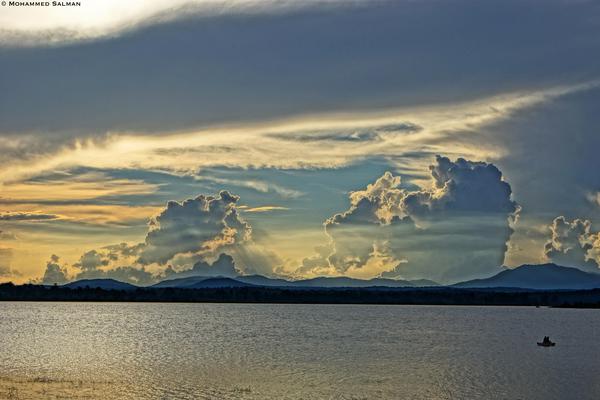 Image of Sky, Mountain, Afterglow, Cloud, Natural landscape, Water etc.