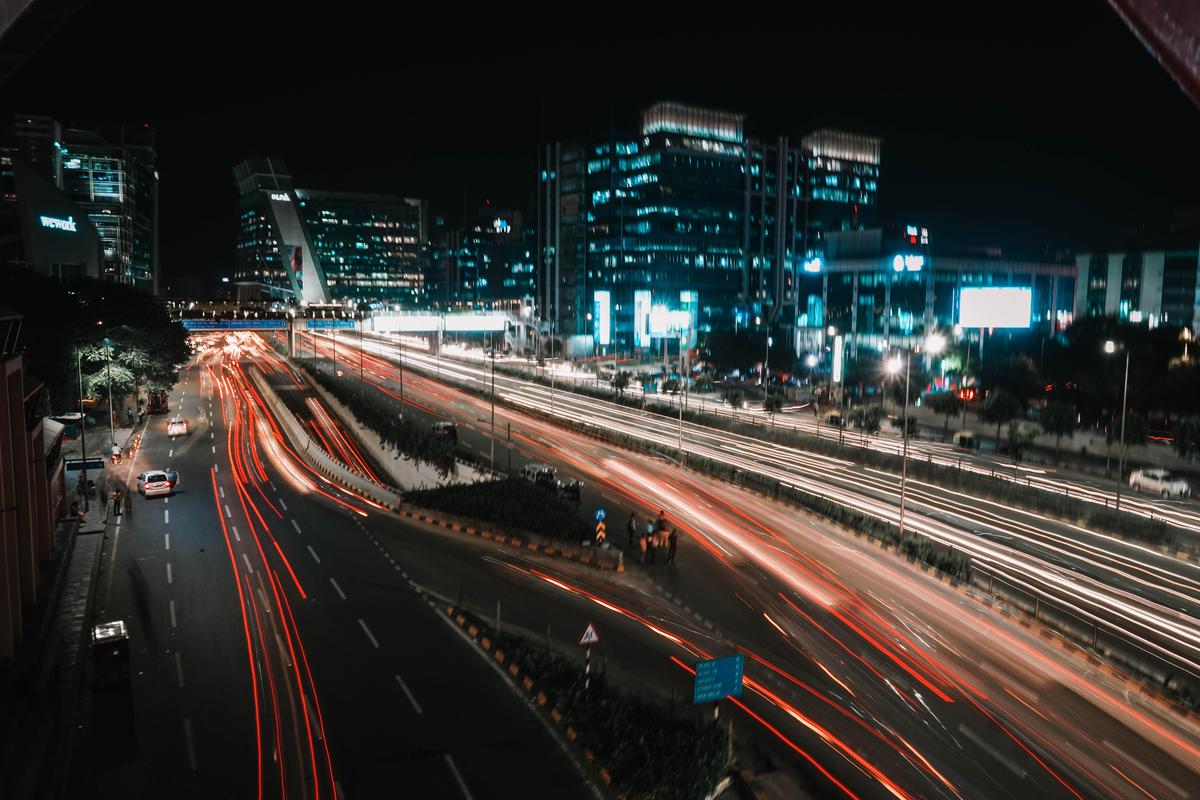 Image of Light, Night, City, Road, Highway, Metropolis etc.