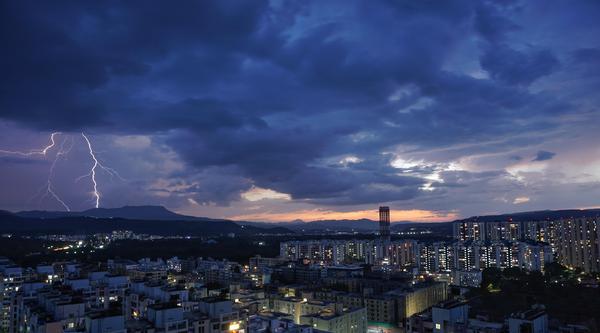Image of Sky, Cloud, Night, City, Evening, Blue etc.