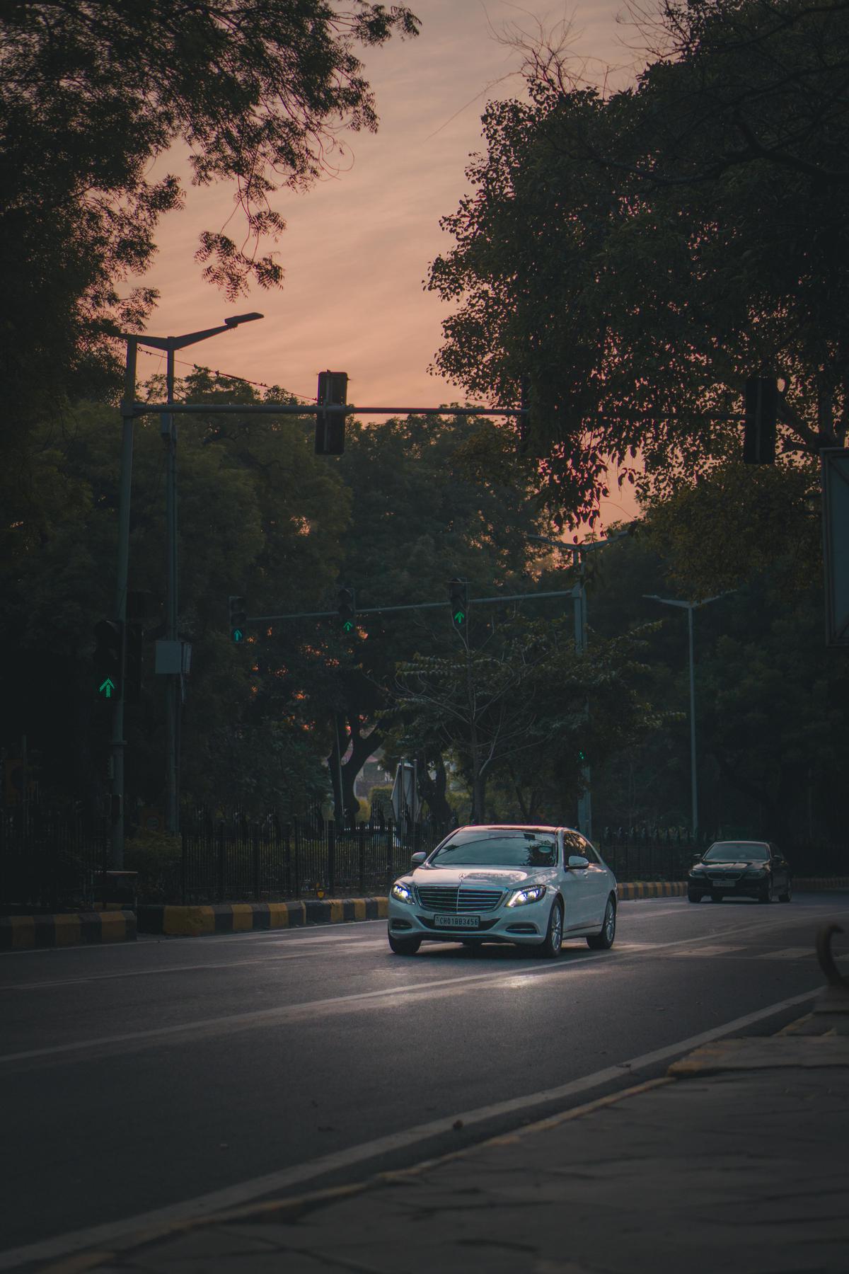 Image of Sky, Morning, Cloud, Vehicle, Car, Road etc.