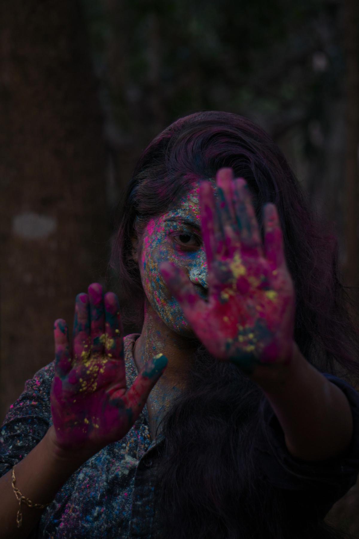Image of Purple, Pink, Art, Eye, Hand, Finger etc.