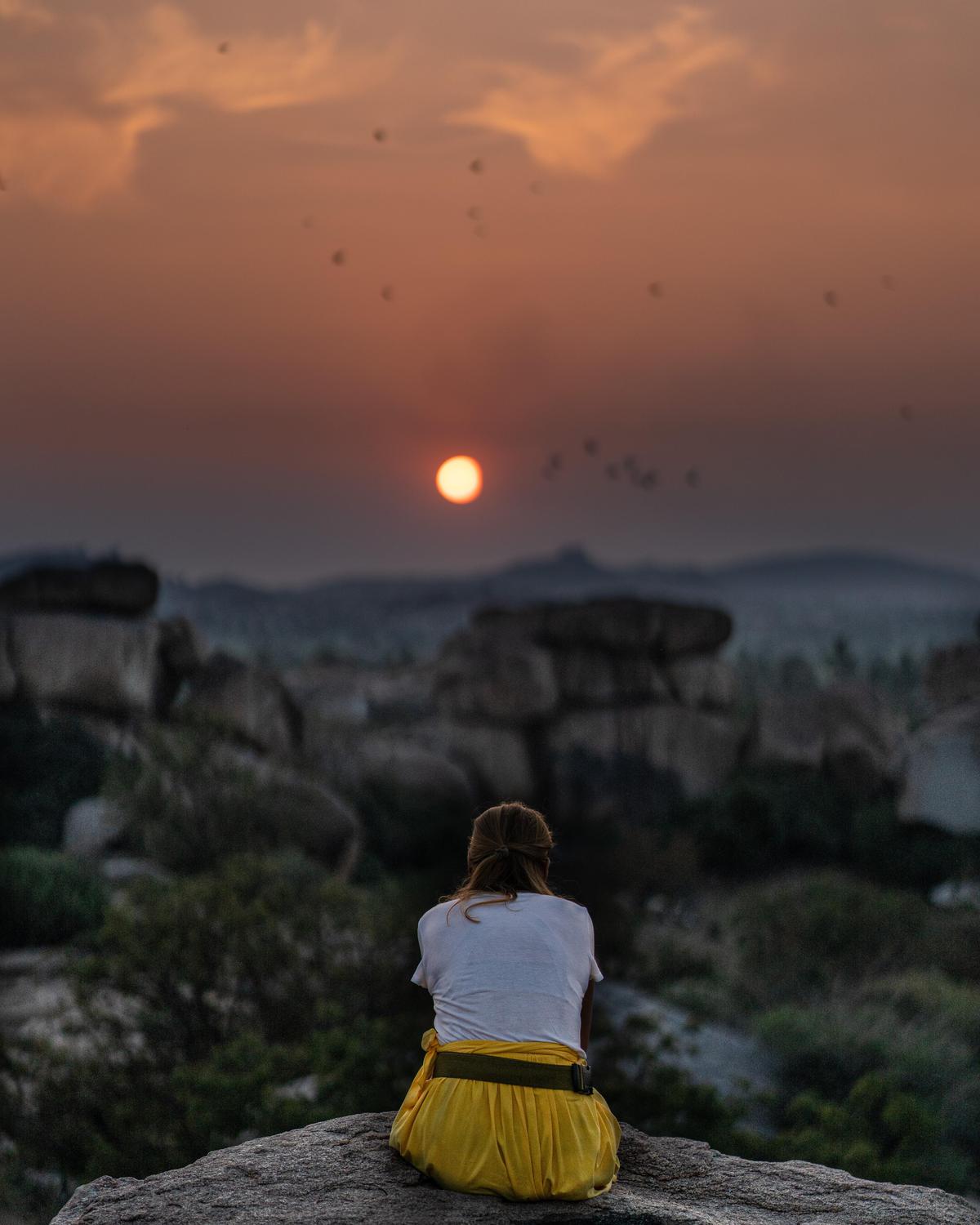 Image of Sky, Sunset, Cloud, Photograph, Yellow, Sitting etc.
