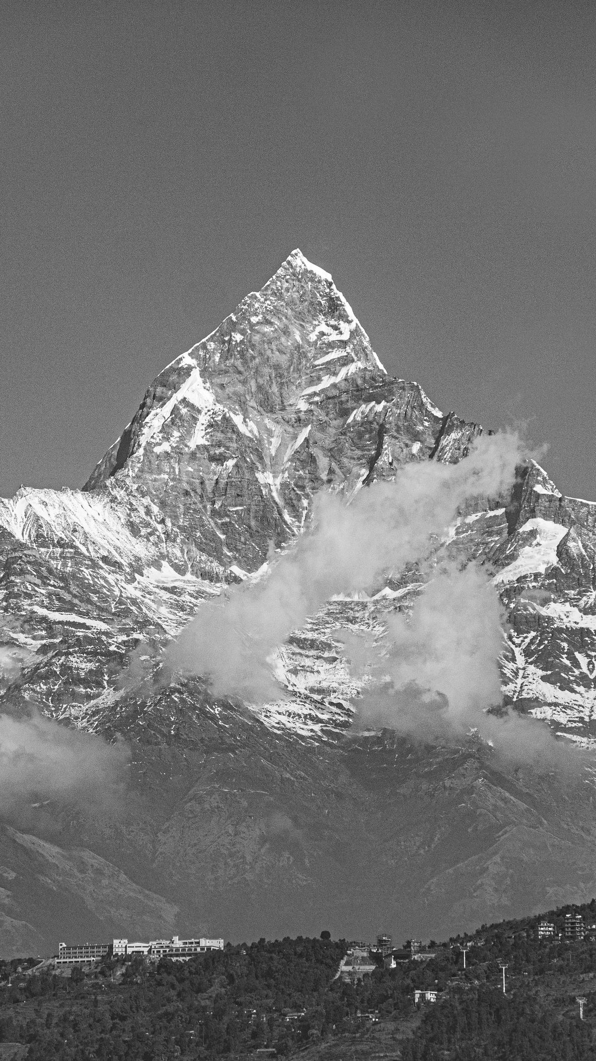 Image of Mountain range, Summit, Black-and-white, Monochrome photography, Monochrome, Atmosphere etc.