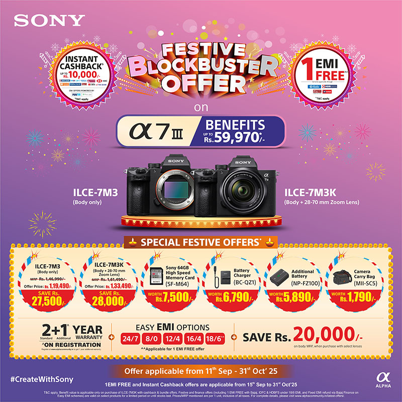 Festive Blockbuster Offer on ILCE-7M3K and ILCE-7M3