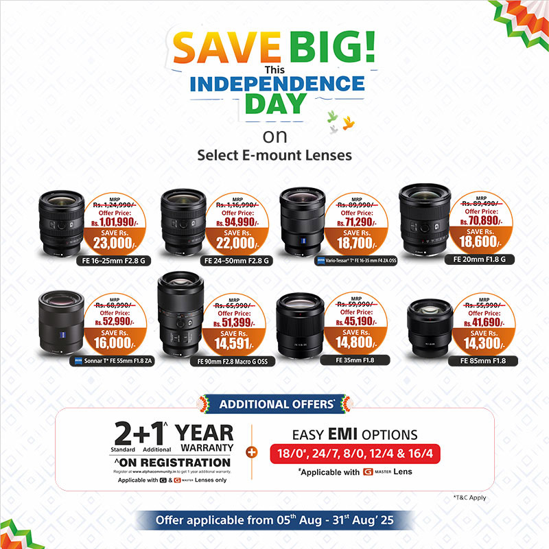 Big savings on Select E-mount Lenses
