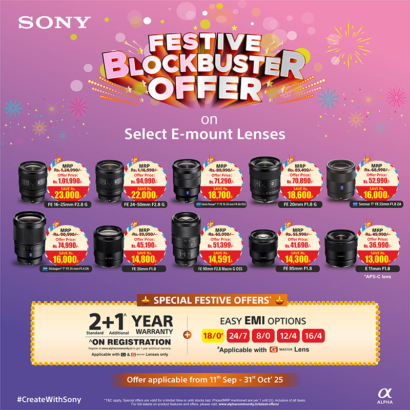 Festive Blockbuster Offer on Select E-mount Lenses