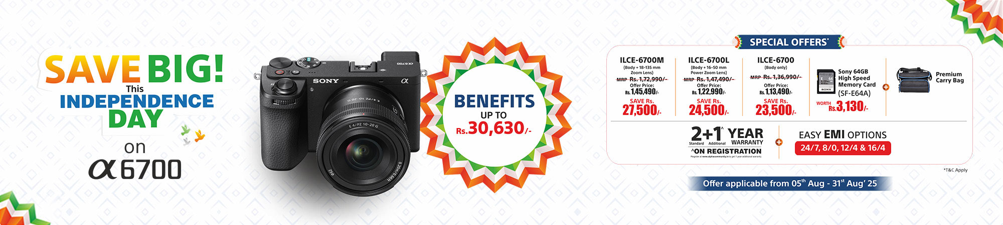 Big savings on ILCE-6700, ILCE-6700L and ILCE-6700M banner