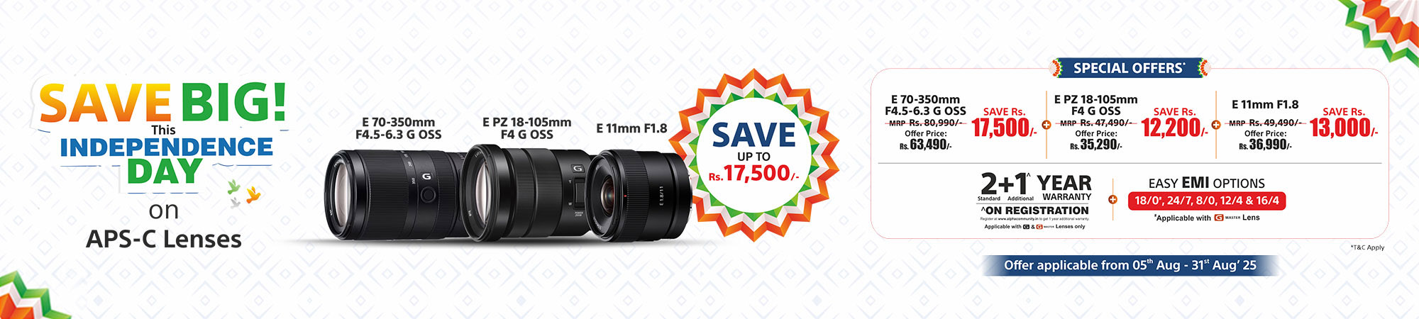 Big savings on SEL70350G, SELP18105G and SEL11F18 banner